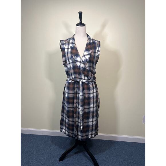 Anthropologie Tylho Plaid Collared Wrap Dress Size L Excellent Condition - Picture 14 of 15